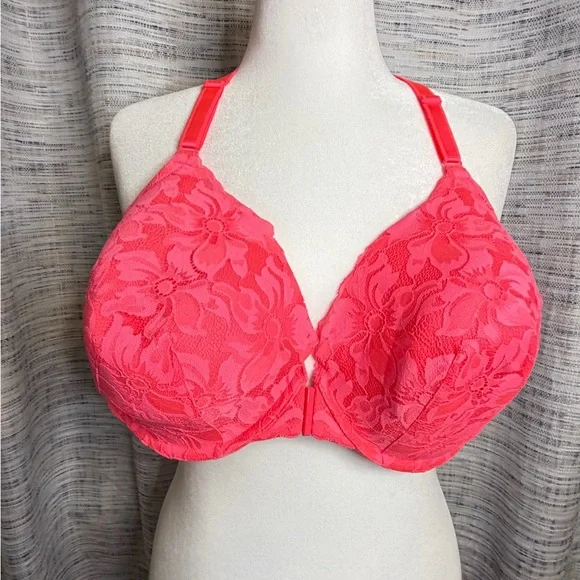 Torrid 48D Coral Pink Lace Front-Close Underwire Bra Plus Torrid - Picture 6 of 6